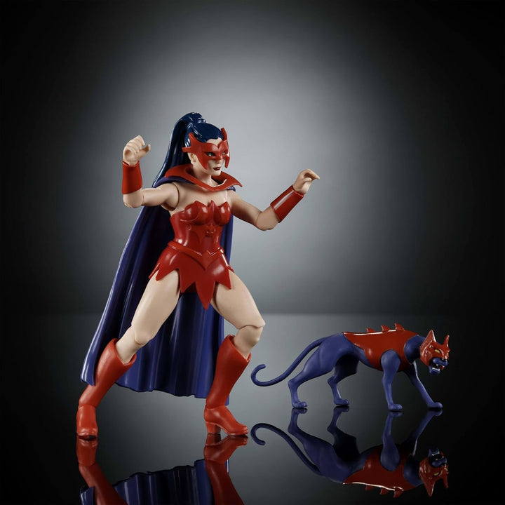 Masters of the Universe Origins Action Figure Catra din colecția de desene animate, aprox. 14 cm înălțime, eroină din serialul TV din anii 1980, prințesa puterii, design detaliat și accesoriu pentru pisică, JBM84