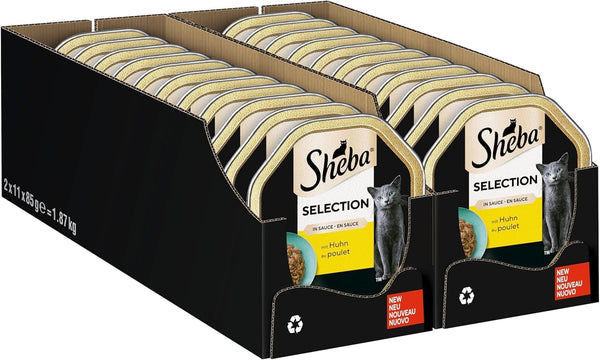 SHEBA Bowl Hrană umedă pentru pisici Selecție în sos Mușcături cu pui 2 X 11 X 85G