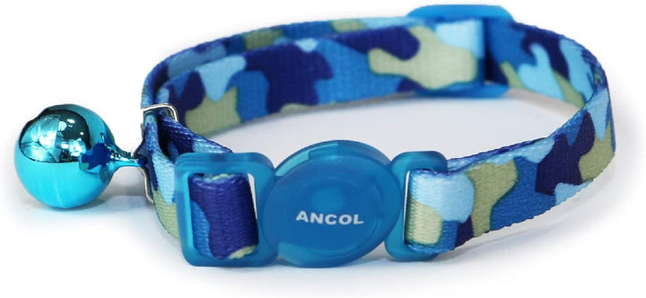 Zgardă pentru pisici cu cataramă de siguranță, camuflaj, alb-negru, x 3