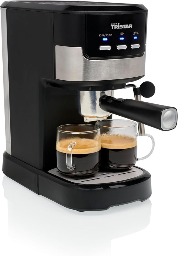 Aparat espresso Tristar | 2 cești în același timp | Potrivit pentru capsule Nespresso și cafea măcinată | Încălzitor de cești | Se poate spăla pe vase | 20 bar | 1100 W | CM-2278