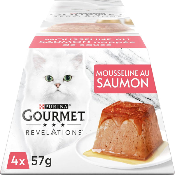 Recomandări, Muselin cu somon, cu sos, porții de masă pentru pisici adulte, 4 X 57 G