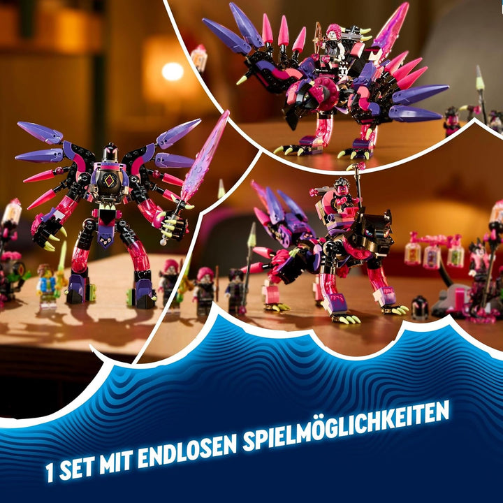 LEGO Dreamzzz 3-In-1 The Nightmare Creatures Of The Never Witch, jucărie magică pentru copii, cazan construibil, lup sau corb, set de fantezie pentru fete și băieți de la 9 ani 71483