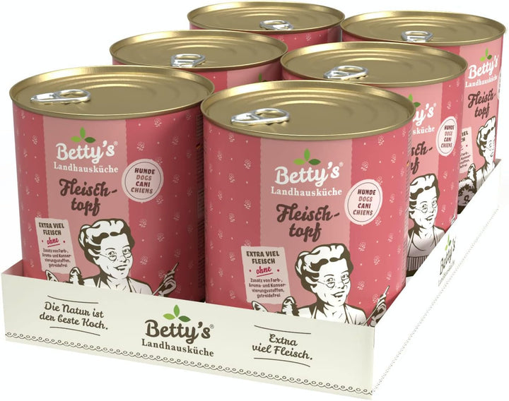 Betty'S Landhausküche cutie de hrană umedă pentru pisici, Fără cereale, Cea mai bună calitate, Carne de înaltă calitate, Gently cooked, Potrivit pentru toate rasele de pisici, Pui și fazan cu ulei de borangic 6 X 200 G