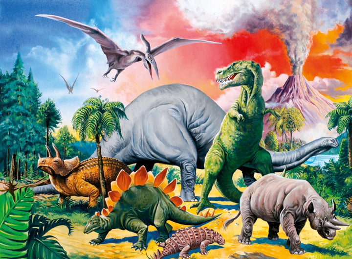 Ravensburger puzzle pentru copii - 10957 Printre dinozauri - Dino puzzle pentru copii de 6 ani și peste, cu 100 de piese în format XXL