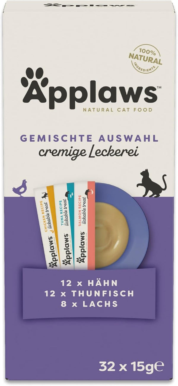 Applaws 100% natural, fără cereale, cremos, snack lins pentru pisici și pisoi, 32 X 15G pliculețe