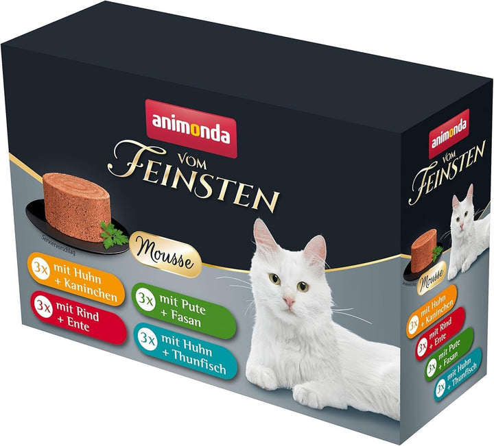 Animonda Vom Feinsten Mousse Cat Food Wet Beef + Duck (12 X 85G), hrană umedă pentru pisici fără cereale, fără zahăr, cu ingrediente proaspete, din carne