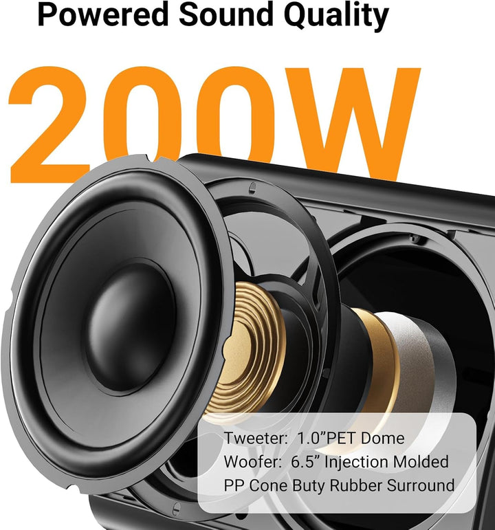 STUDIOFINIX 6,5 Zoll 400 Watt Wasserdicht Außenlautsprecher Outdoor-Lautsprecher Bluetooth Wandhalterung Lautsprecher Wasserdicht Wetterfest Für Patio Garage Home Outdoor (Schwarz)