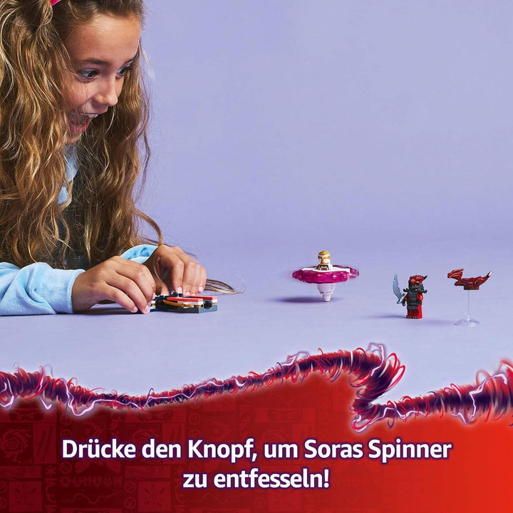 LEGO NINJAGO Sora's Dragon Spinjitzu Spinner - Jucărie Ninja de acțiune cu 2 minifigurine - Set de joacă mic pentru copii - Idee de cadou pentru băieți și fete de la 6 ani 71824