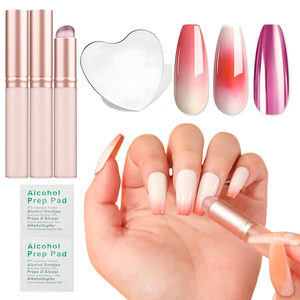 Aokitec 14 Stück Silikon Tool Nägel Pinsel Für Gel Nagellack UV, Wiederverwendbare Gel Pinsel Für UV Nagellack Chrome Nail Powder, Nail Art Zubehör Für Ombre Blush Mirror Effekt, Nägel Selber Machen