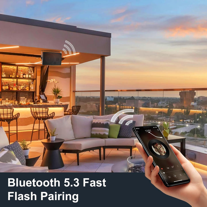 STUDIOFINIX Bluetooth Lautsprecher Im Freien, 6.5 Zoll Paar Wandhalterung Wasserdicht Für Innen/Außen, 400W (Schwarz)