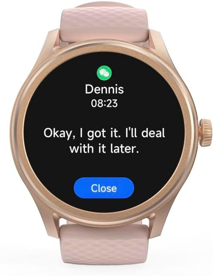 Hama Smartwatch (ecran color de 1,38", funcție telefon, Whatsapp, e-mailuri etc., asistent vocal, rezistent la apă, monitor de somn, 100 de sporturi + ritm cardiac, oxigen din sânge, calorii etc.) rosé