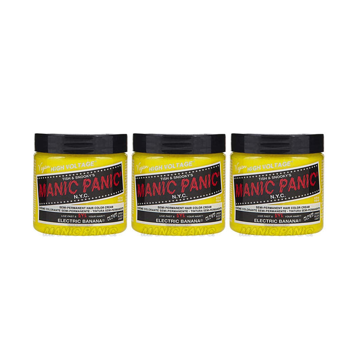 Manic Panic Electric Lizard Classic Cream, vegan, fără cruzime, vopsea de păr verde semipermanentă 118ml Vopsea pentru par Naty Shop Banană electrică 118 Ml (pachet de 3)