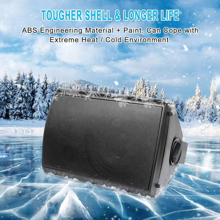 6,5 Zoll Outdoor-Lautsprecher Wasserdicht，800W Außenlautsprecher Mit Bluetooth Stereo-Verstärker, Perfekt Für Outdoor Terrasse Garten Veranda（4 Schwarz）