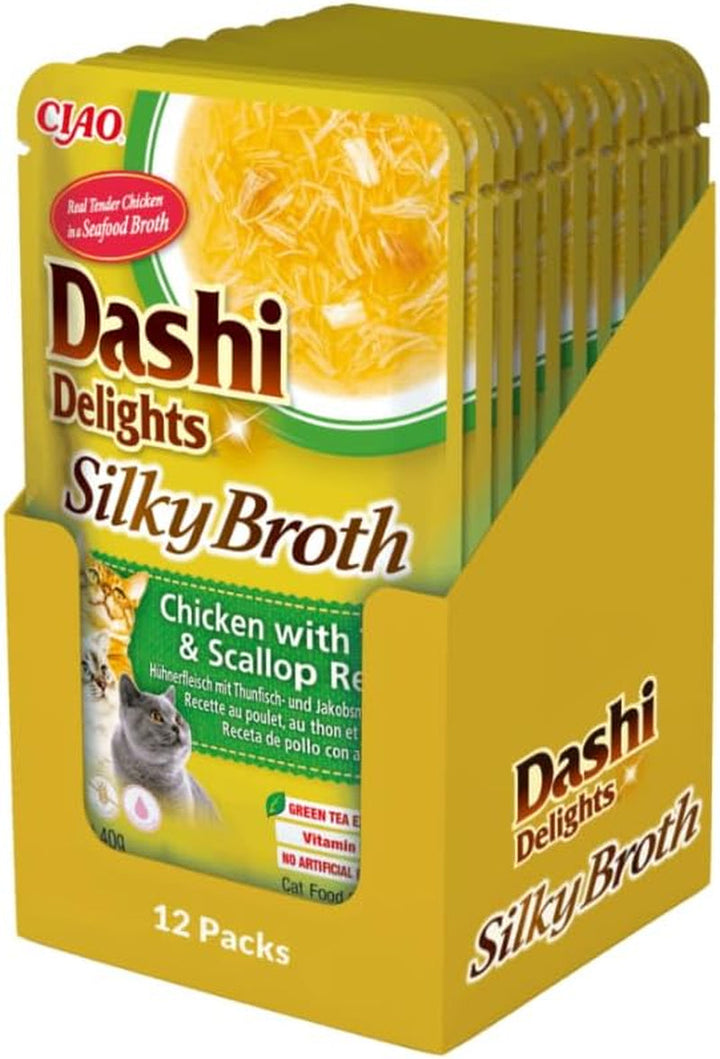 INABA Dashi Delights Hrană umedă pentru pisici 100% pui natural | Fără cereale, fără zahăr, fără arome artificiale, 86% umiditate | Tratamente premium pentru pisici în bulion 70 G (pachet de 6)