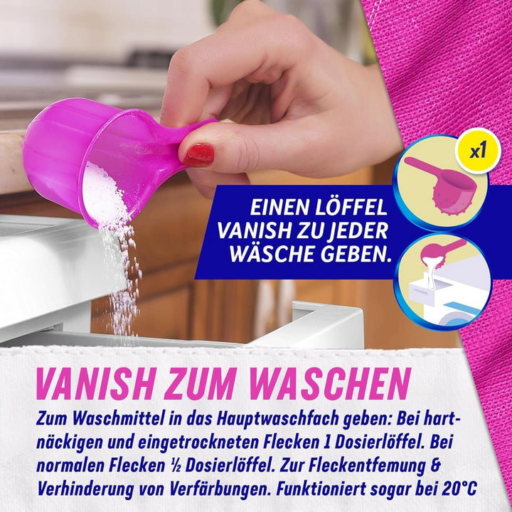 Vanish Oxi Action Powder Pink - 1,125 Kg - pudră de îndepărtare a petelor și de îmbunătățire a rufelor fără clor - pentru rufe colorate