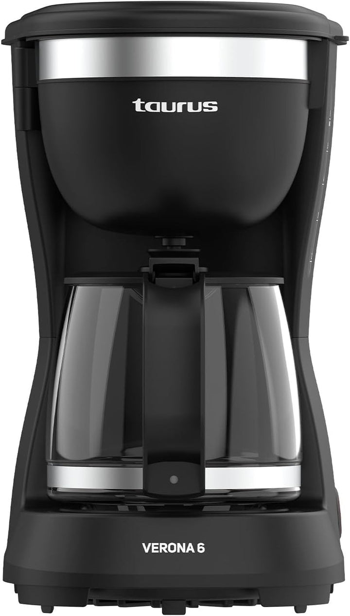 Espressor Verona 12, 680 W, 1250 ml, Intense Flavour Tech, plită, filtru permanent lavabil, cană de sticlă anti-picurare, design compact negru mat, fără BPA