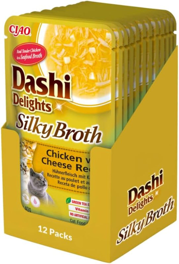 INABA Dashi Delights Hrană umedă pentru pisici 100% pui natural | Fără cereale, fără zahăr, fără arome artificiale, 86% umiditate | Tratamente premium pentru pisici în bulion 70 G (pachet de 6)