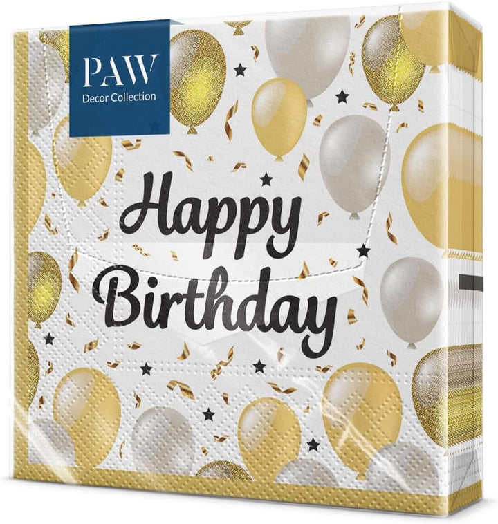 PAW - Șervețele 3 straturi (33 X 33 Cm) I 20 de bucăți I Perfect pentru petreceri, zile de naștere, sărbători I Decorațiuni de masă pentru petreceri pentru copii - Șervețele de hârtie colorate cu motiv - fotbal I minge de fotbal (pachet cu 2)