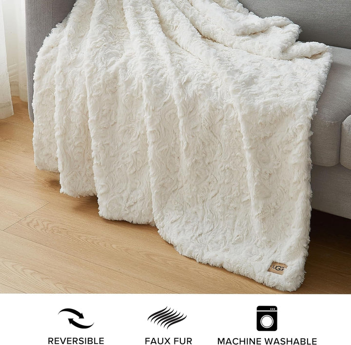 UGG Adalee 10483 Ãœberwurfdecke Aus Weichem Kunstfell, Wendbar, LuxuriÃ¶s, GemÃ¼tlich, Flauschig, Flauschig, Hotelstil, Boho, Heimdekoration, Weiche, LuxuriÃ¶se, Bequeme Decken FÃ¼r Couch, 178 X 127 Cm,