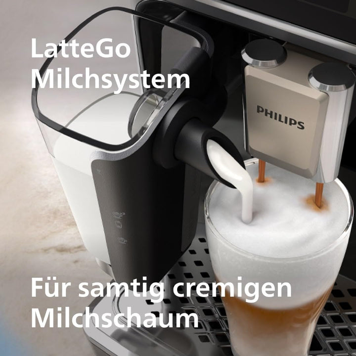 Espressor complet automat Philips seria 5500, inclusiv Latte Go, tehnologie Silent Brew și pornire rapidă. Cafea aromatică din boabe proaspăt măcinate, 20 de băuturi calde și cu gheață, gri (EP5544/50)