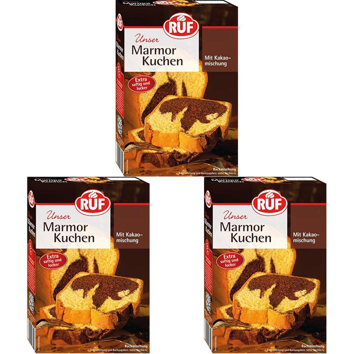 RUF Marmorkuchen, Backmischung Für Einen Kuchen Mit Marmormuster, Hellerteig Mit Kakaomischung, Extra Saftig Und Locker, Vegane Variante Möglich