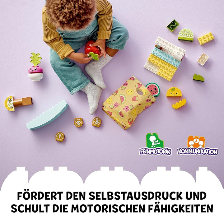 LEGO DUPLO Prima mea piață organică, set magazin de jucării pentru băieți și fete, jucărie educativă pentru copii mici de la 1,5 ani, accesorii pentru fructe și legume 10983