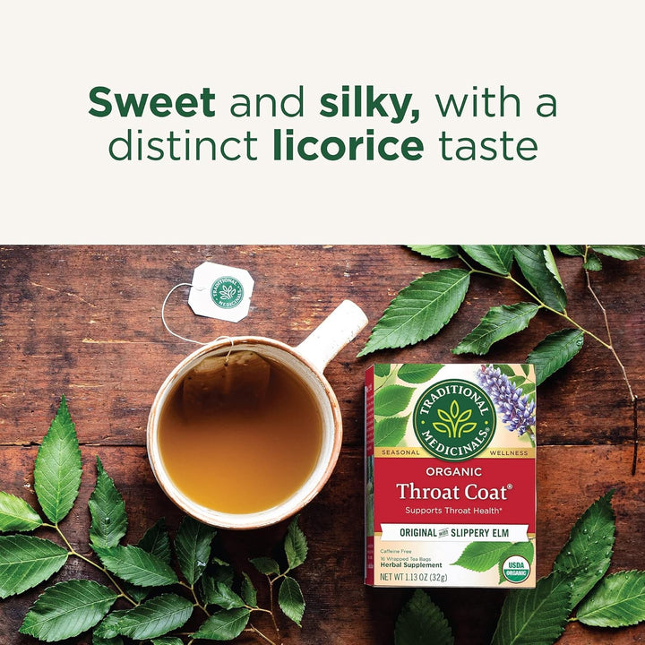 Tea, Organic Throat Coat, Supports Throat Health, 16 Tea Bags Tea USA Naty Shop
