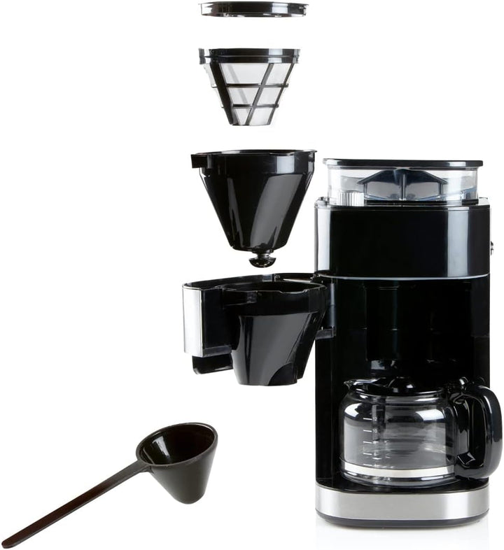 DOMO DO721K Espressor de cafea măcinat și preparat - Funcție boabe-la-cană - Afișaj LCD - Pentru cafea măcinată sau boabe întregi - 1,5 L