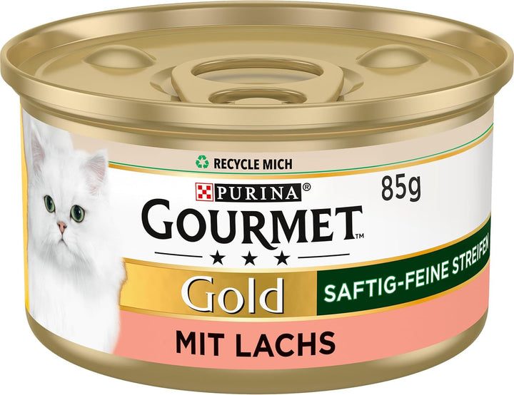Gourmet Gold Juicy Fine Strips, hrană umedă pentru pisici, cu pui, 12Pack (12 X 85G)