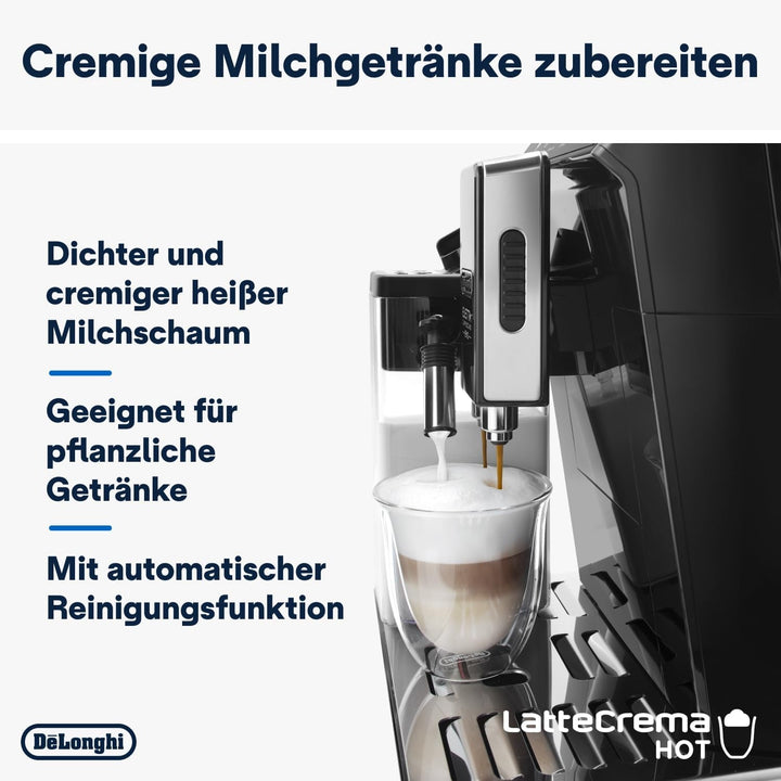 De'Longhi Eletta Evo ECAM 46.860.B Espressor complet automat cu sistem Latte Crema Milk, Cappuccino și Espresso prin apăsarea unui buton, afișaj LCD și butoane senzoriale, negru