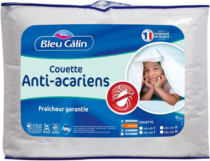 Bleu Calin plapuma antiacarieni 140X200 Cm, Pentru pat de 1 persoană, Husă moale din microfibră, Tratament sanitizat Plapumi si pilote Naty Shop