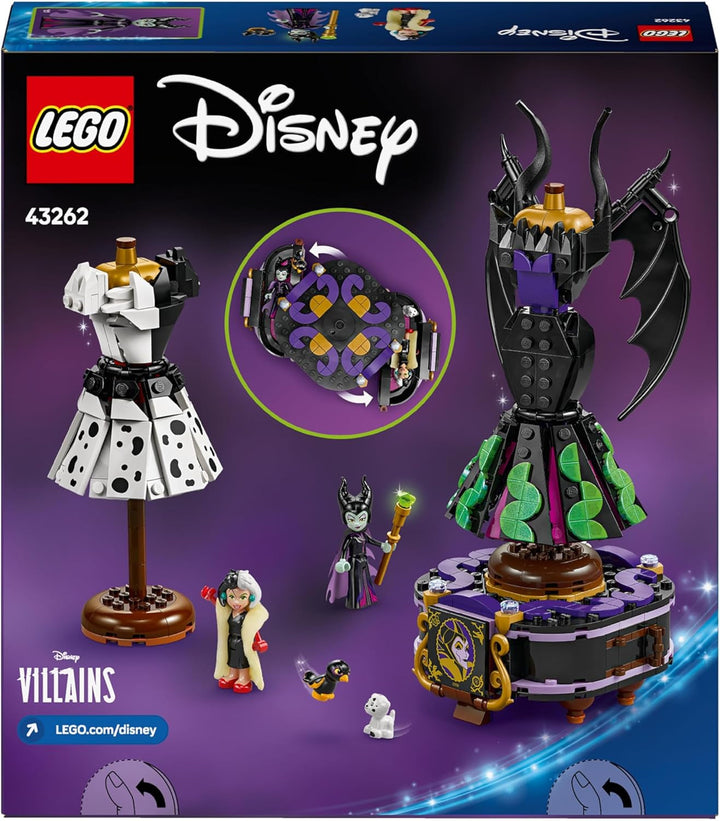 LEGO Ç€ Disney Villains The Dresses Of Maleficent And Cruella De Vil - Jucărie pentru băieți și fete de la 9 ani - Incl. 2 mini păpuși și 2 figurine de animale - Cadou aniversar pentru fani 43262