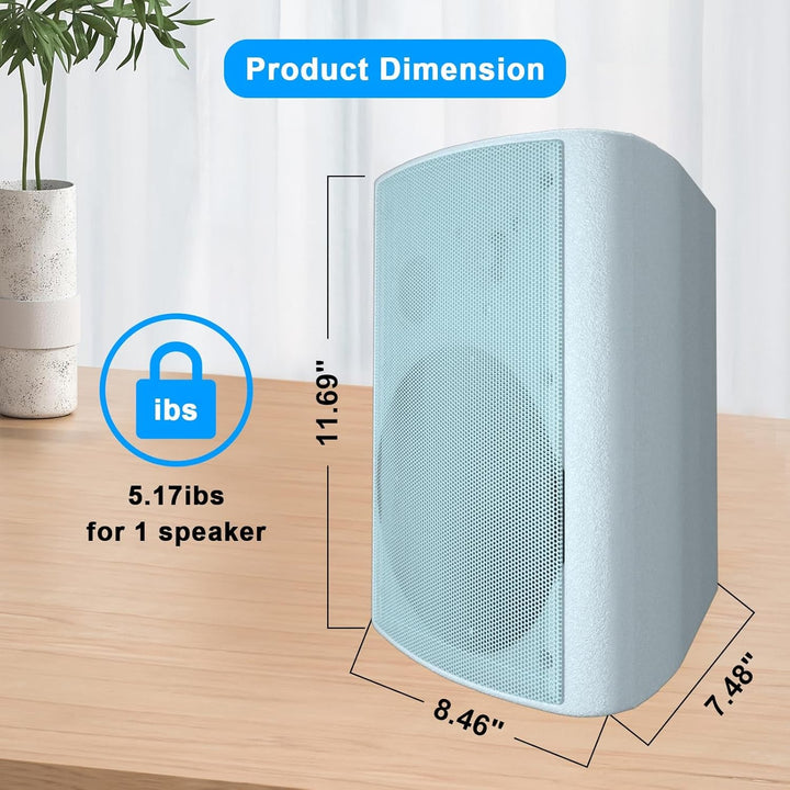 STUDIOFINIX 800W 6.5 Zoll Outdoor Bluetooth Lautsprecher Wasserdicht Verdrahtet Mit Multifunktionsverstärker Wandmontage Wetterfestes Lautsprecher-System Für Patio Garten Home(4 Lautsprecher, Weiß)