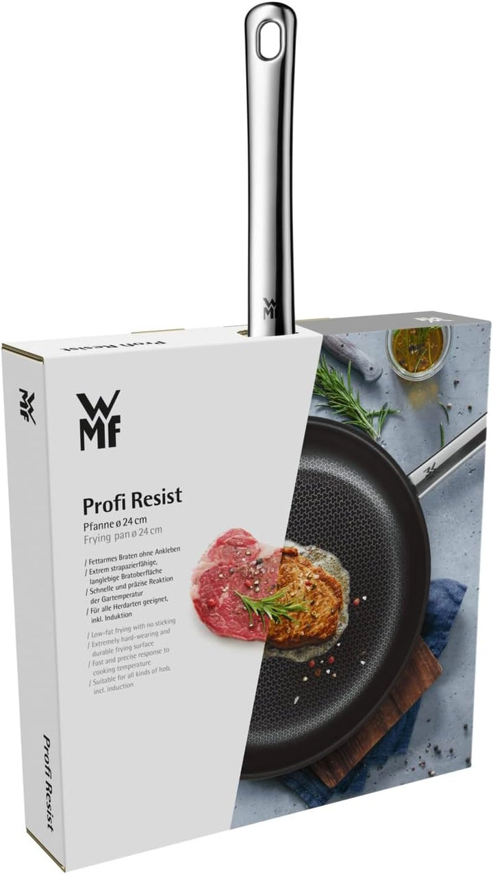 WMF Profi Resist Bratpfanne Induktion 24 Cm, Mehrschichtmaterial Beschichtet, Wabenstruktur, Edelstahlgriff, Backofenfest