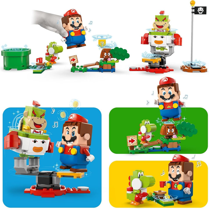 LEGO Super Mario Adventure cu Mario interactiv, set cu cărucior de clovn junior, Yoshi de jucărie, cadou Nintendo pentru băieți, fete și gameri de la 6 ani 71439