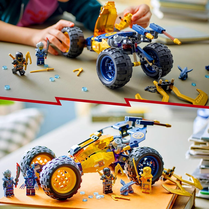 LEGO NINJAGO Arin's Ninja Off-Road Buggy, jucărie ninja cu mașină, dragon și 4 mini figurine, set de aventură cu model Buggy pentru copii, cadou de ziua de naștere pentru băieți și fete de la 7 ani 71811