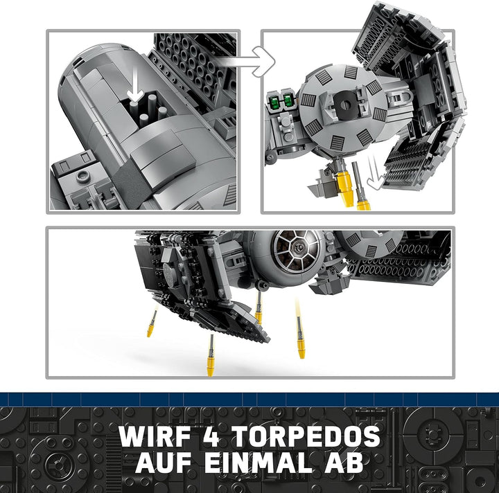 LEGO Star Wars TIE Bomber Model Kit cu Darth Vader Minifigure cu Lightsaber și Gonk Droid, jucărie construibilă cu Starfighter ca un cadou 75347