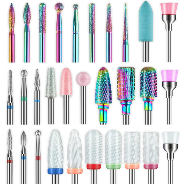Depvko 30 Stück Nagelfräser Aufsätze Bits, 3/32'' Keramik Bohrer Für Nägel Acryl Diamant-Nagelhaut-Efile-Hartmetall-Entferner Für Zuhause Salon Gel, Maniküre Pediküre-Werkzeuge (Inklusive 3 Etueln)