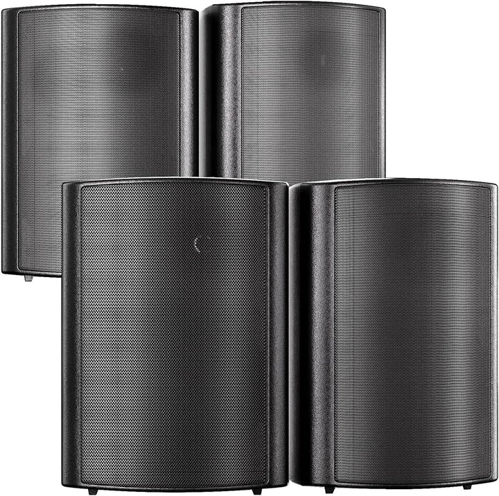 STUDIOFINIX 800W 6,5 Zoll Outdoor-Lautsprecher Wasserdicht Mit Bluetooth-Verstärker Wandhalterung Wetterfester Lautsprecher Für Patio Garten Poolside Home (4 Lautsprecher, Schwarz)