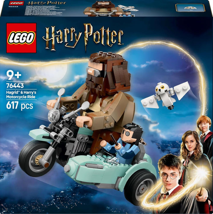 LEGO Harry Potter Hagrid and Harry's Motorbike Tour, jucărie cu motocicletă mobilă cu Sidecar & Hedwig Minifigure, cadou de ziua de naștere pentru fanii lumii vrăjitorilor, băieți și fete cu vârsta de 9+ 76443