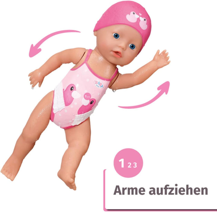 BABY Born Floating Lizzie 30cm, păpușă de baie cu vânt, impermeabilă, funcționează fără baterii, păpușă înaltă de 30cm, 835302 Zapf Creation