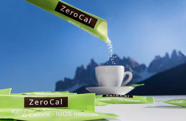 Zerocal - 1:1 (Erythrit + Stevia) 100 Sticks Je 3 G | Ideal Zum Süßen Von Kaffee, Tee Und Andere Getränke | Gleiche Süßkraft Von Zucker | Glutenfrei, Vegan, Gmo-Free | Kalorien Und GI = 0