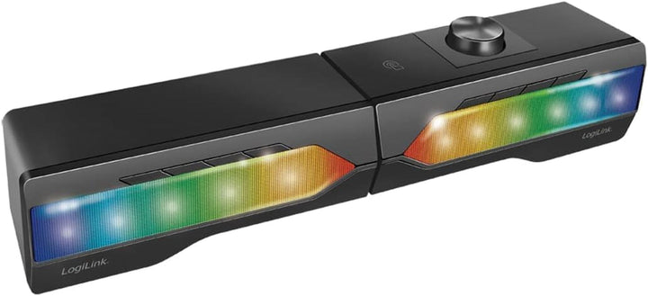 Logilink Mobile Soundbar Mit Party Licht, 2-In-1 Gaming Sound System, Anschluss Über Bluetooth V5.0 Oder 3,5Mm Stereo Klinke, Schwarz