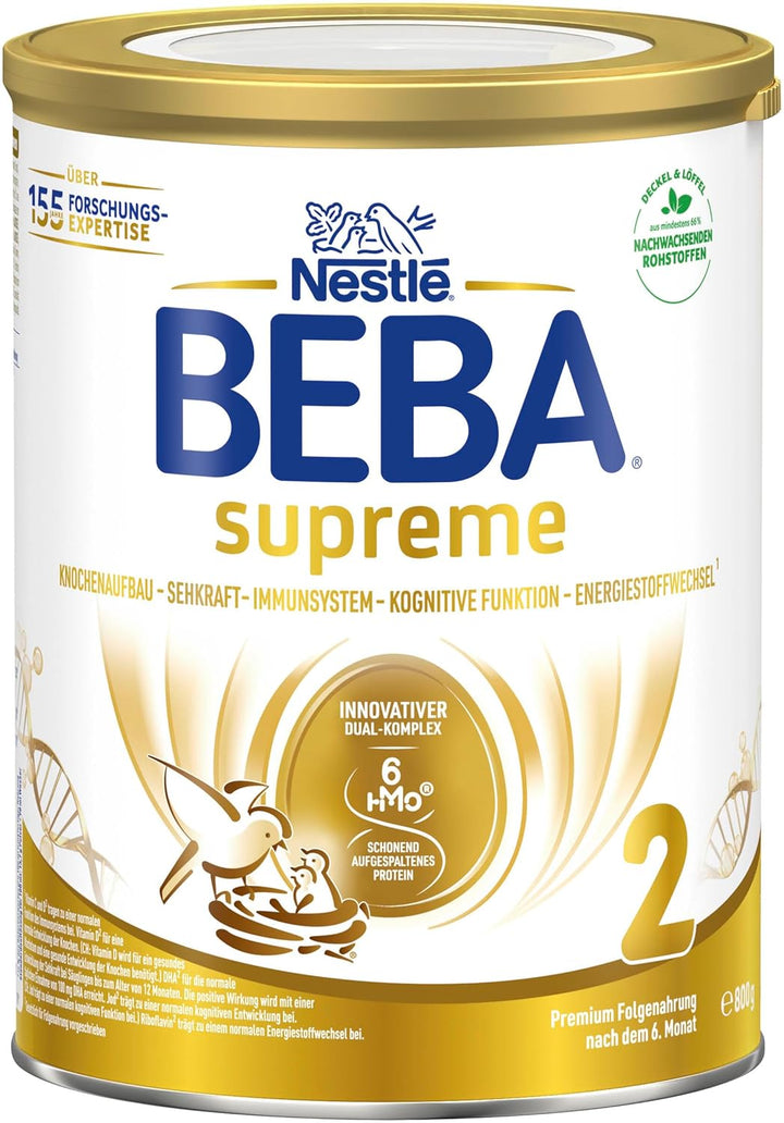 BEBA SUPREME 2 Folgemilch Nach Dem 6. Monat, Babynahrung Mit 6 HMO Komplex, Nur Laktose, Ohne Palmöl, 6Er Pack (6 X 800G)