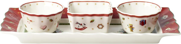 Villeroy & Boch – Toy'S Delight Dip Set 4 Teilig, Servierplatte Mit Schälchen, Dipschälchen Set, Weihnachten, Tischdekoration Toys, Serviertablett, Schalen, Weihnachtsdeko Innen, Premium Porzellan