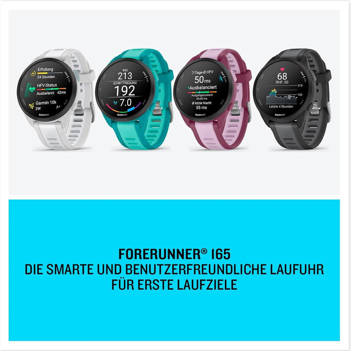 Garmin Forerunner 165 Music - smartwatch GPS ușor pentru alergare, cu ecran tactil AMOLED de 1,2", recomandări de antrenament, date despre sănătate, funcții inteligente și muzică pe încheietura mâinii