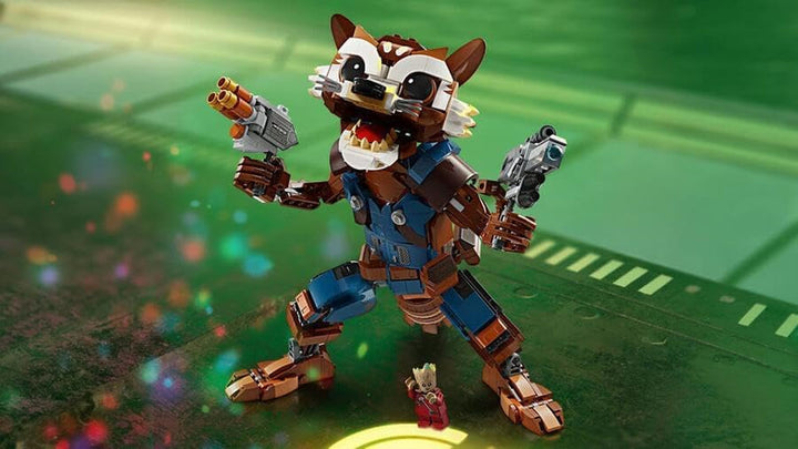 LEGO Marvel Rocket & Baby Groot, jucărie construibilă de supererou pentru copii din Gardienii Galaxiei de la Marvel Studios, figură pentru jocuri de rol, cadou pentru băieți și fete de la 10 ani 76282