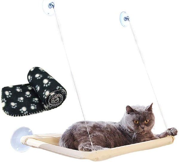 Scaun pentru fereastră pentru pisici, șezlong pentru pisici, hamac + pătură pentru pisici, pat pentru pisici la soare, pat pentru animale de companie pentru pisici, câini mici, iepuri sau alte animale mici