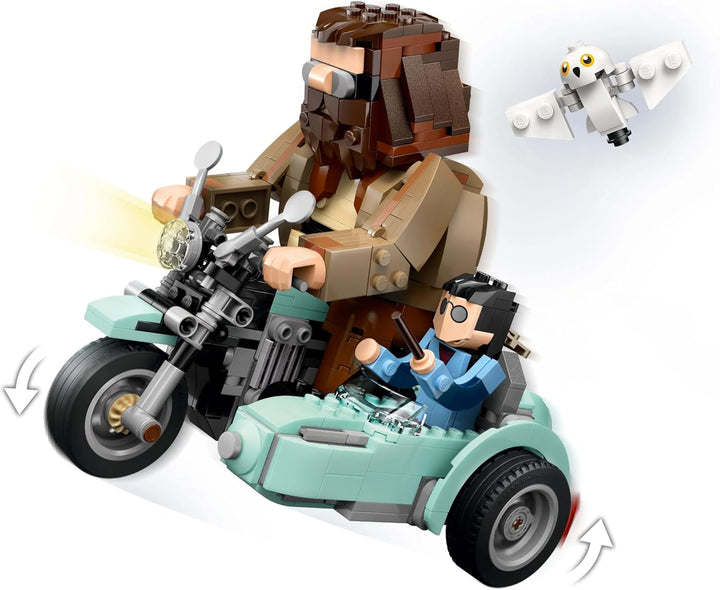 LEGO Harry Potter Hagrid and Harry's Motorbike Tour, jucărie cu motocicletă mobilă cu Sidecar & Hedwig Minifigure, cadou de ziua de naștere pentru fanii lumii vrăjitorilor, băieți și fete cu vârsta de 9+ 76443
