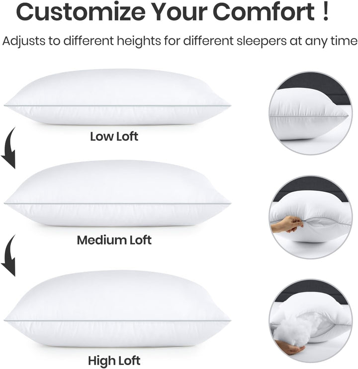 Pernă Bedstory, hipoalergenică, pernă de pat pentru hotel, țesătură perlată, pernă de dormit de lux pentru cei care dorm pe spate, pe burtă sau lateral (48 X 74 Cm), 2 bucăți